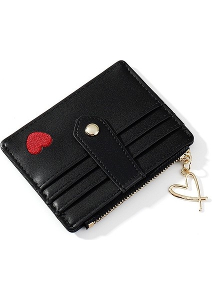 Kadın Çoklu Yuvalı Kart Tutucu Moda Kalp Şeklinde Işlemeli Küçük Ince Kadın Cüzdan Bayanlar Bozuk Para Cüzdanı Para Klipsi Kılıfı (Yurt Dışından) fiyatları
