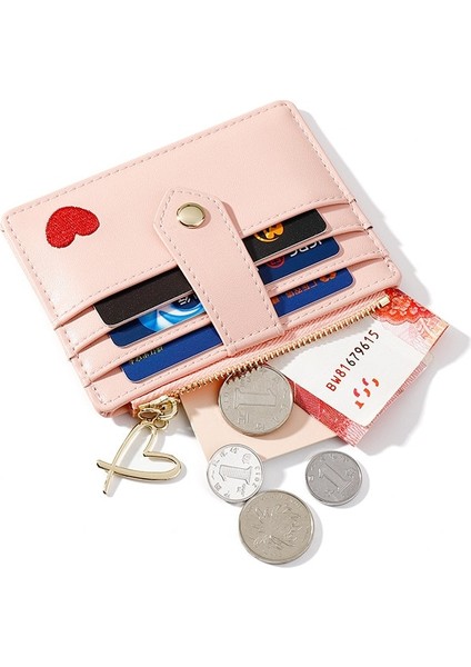 Kadın Çoklu Yuvalı Kart Tutucu Moda Kalp Şeklinde Işlemeli Küçük Ince Kadın Cüzdan Bayanlar Bozuk Para Cüzdanı Para Klipsi Kılıfı (Yurt Dışından) modelleri