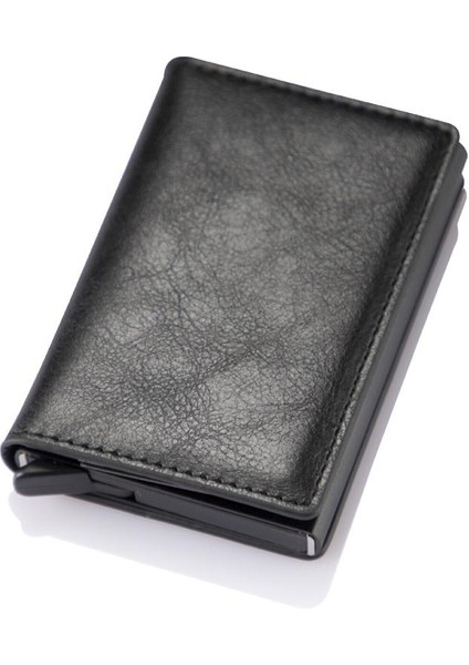 Yeni Erkekler Akıllı Cüzdan Kredi Banka Kartı Tutucu Moda Çanta Alüminyum Alaşımlı Iş Rahat Mini Cüzdan Pu Çanta (Yurt Dışından)