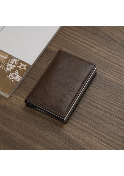 Yeni Erkekler Akıllı Cüzdan Kredi Banka Kartı Tutucu Moda Çanta Alüminyum Alaşımlı Iş Rahat Mini Cüzdan Pu Çanta (Yurt Dışından) indirimleri