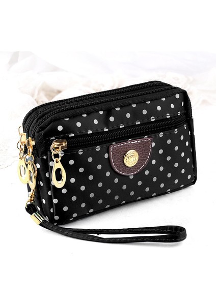 Moda Kadın Cüzdan Küçük Çanta Kanvas Nokta Bayan Fermuar Para Çantaları Debriyaj Bozuk Para Cüzdanı Cep Cüzdan Kart Tutucu Bileklik Çanta (Yurt Dışından)