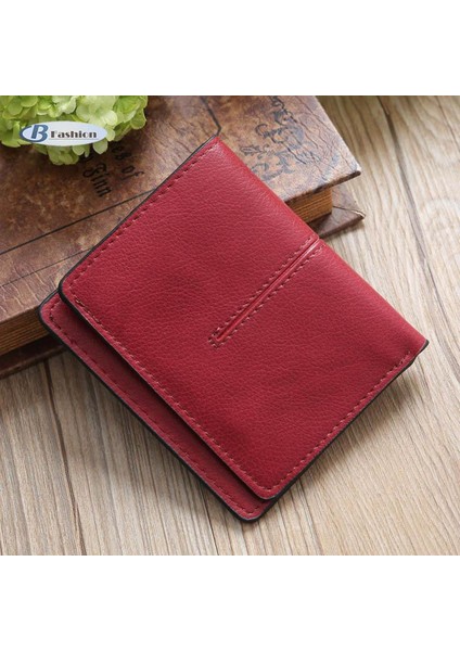 Basit Kadın Kısa Çanta Kart Sahibinin Düz Renk Iki Kat Debriyaj Para Çantası Bayan Kız Rahat Cüzdan (Yurt Dışından)