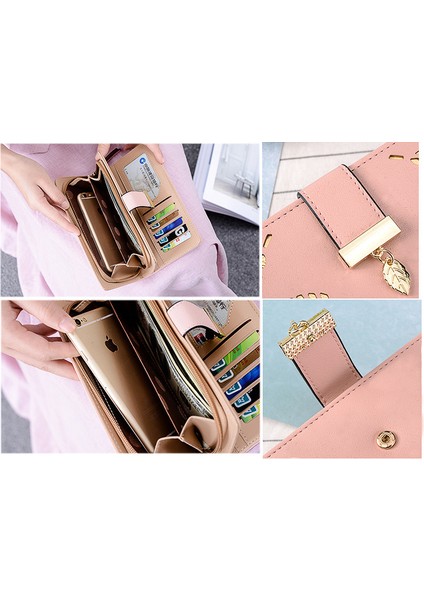 Kadın Cüzdan Kadın Uzun Cüzdan Altın Içi Boş Yapraklar Kese Çanta Kadınlar Için Bozuk Para Cüzdanı Kart Sahipleri Portefeuille Femme D38 (Yurt Dışından) indirimleri