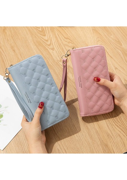 Kadın Cüzdan Uzun Taç Çift Fermuar Nakış Ipliği Bayan El Cüzdanı Çoklu Kart Moda Vahşi Cep Telefonu Çanta Cüzdan (Yurt Dışından)