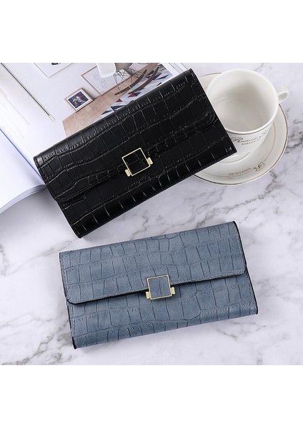Yeni Küçük Cüzdan Kadın Kısa Saf Renk Basit Timsah Desen Üç Katlı Öğrenci Toka Büyük Kapasiteli Bozuk Para Cüzdanı Kadın Çantası (Yurt Dışından) modelleri