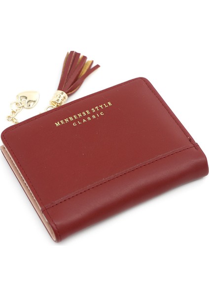 Püskül Kadın Cüzdan Küçük Sevimli Cüzdan Kadın Kısa Deri Kadın Cüzdan Fermuar Kalp Çantalar Portefeuille Kadın Çanta Debriyaj (Yurt Dışından) modelleri