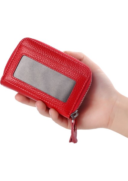 Moda Marka Hakiki Deri Kadın Kart Tutucu Çift Fermuarlı Büyük Kapasiteli Kadın Kımlık Kredi Kartı Durumda Çanta Cüzdan (Yurt Dışından) fırsatları