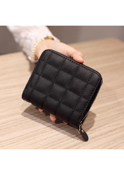 Moda Kısa Cüzdan Kadınlar Için Pu Deri Kadın Ekose Çantalar Kartlıklı Cüzdan Küçük Fermuarlı Cüzdan Bozuk Para Cüzdanı El Çantası (Yurt Dışından)