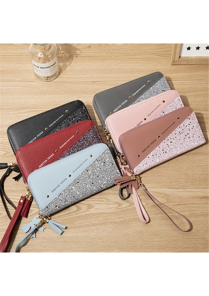 Patchwork Elmas Pu Deri Sonsuza Kadar Genç Cüzdan Moda Büyük Kapasiteli Fermuarlı Bayan Çanta (Yurt Dışından)