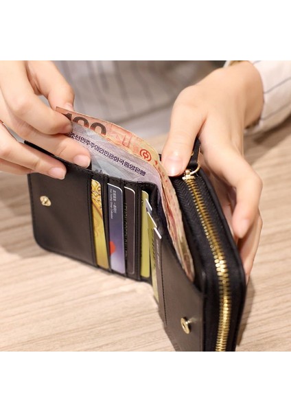 Moda Kısa Cüzdan Kadınlar Için Pu Deri Kadın Ekose Çantalar Kartlıklı Cüzdan Küçük Fermuarlı Cüzdan Bozuk Para Cüzdanı El Çantası (Yurt Dışından)