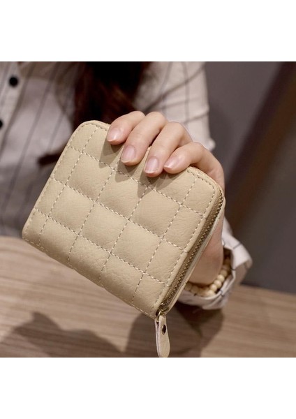 Moda Kısa Cüzdan Kadınlar Için Pu Deri Kadın Ekose Çantalar Kartlıklı Cüzdan Küçük Fermuarlı Cüzdan Bozuk Para Cüzdanı El Çantası (Yurt Dışından)