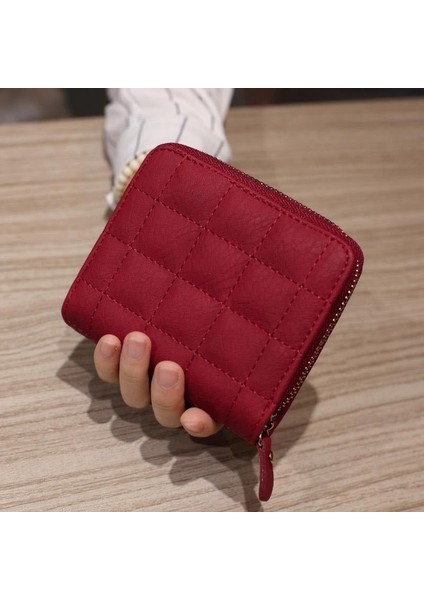 Moda Kısa Cüzdan Kadınlar Için Pu Deri Kadın Ekose Çantalar Kartlıklı Cüzdan Küçük Fermuarlı Cüzdan Bozuk Para Cüzdanı El Çantası (Yurt Dışından)