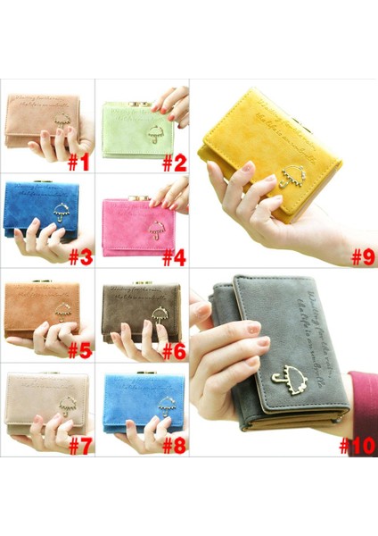 Kadının Moda Pu Deri Cüzdan Düğmesi Debriyaj Çanta Bayan Kısa Çanta Çanta (Yurt Dışından) modelleri