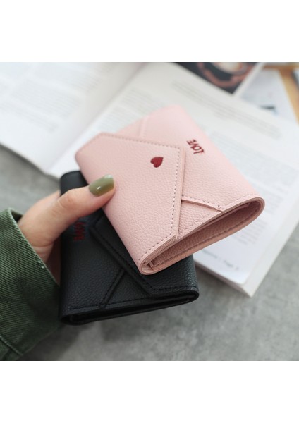 Moda Aşk Kalp Desen Kadın Cüzdan Pu Deri Nakış Kısa Cüzdan Kart Sahipleri Debriyaj Kadın Çok Fonksiyonlu Carteras (Yurt Dışından)
