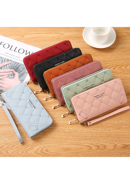 Moda Klasik Kadın Kalp Nakış Ayı Cüzdan Uzun Fermuar Büyük Kapasiteli Bozuk Para Cüzdanı El Cep Telefonu El Çantası (Yurt Dışından) fiyatları