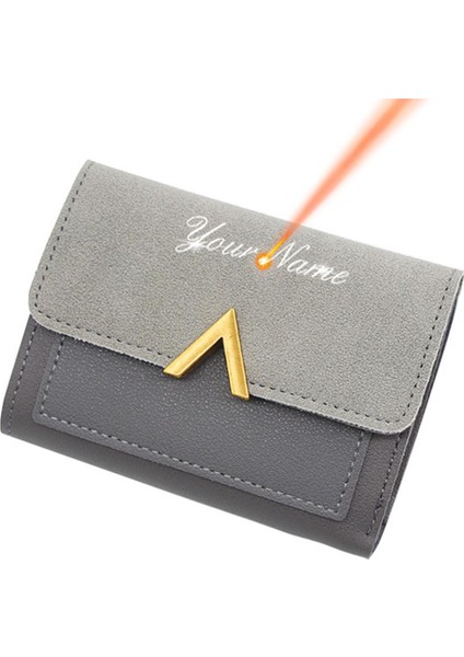 2022 Yeni Kısa Kadın Cüzdan Basit Ince Kart Tutucu Adı Baskı Kadın Cüzdan Yüksek Kaliteli Kpop Fotoğraf Tutucu Küçük Kadın Çanta (Yurt Dışından)