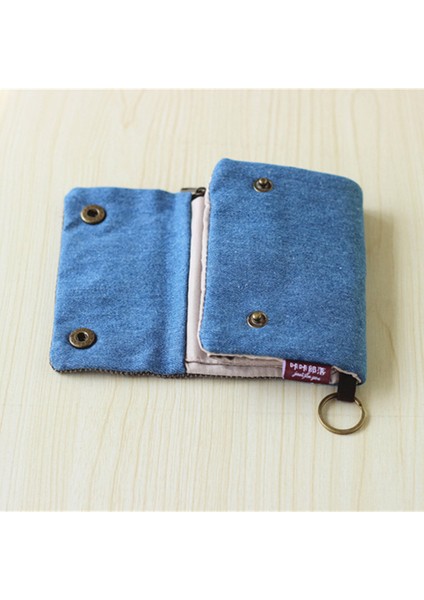 2020 Kadın Pamuklu Kumaş Kısa Cüzdan Kadın Büyük Kapasiteli Gri Mavi Bayan Denim Çok Fonksiyonlu Erkek Çanta Mini (Yurt Dışından)
