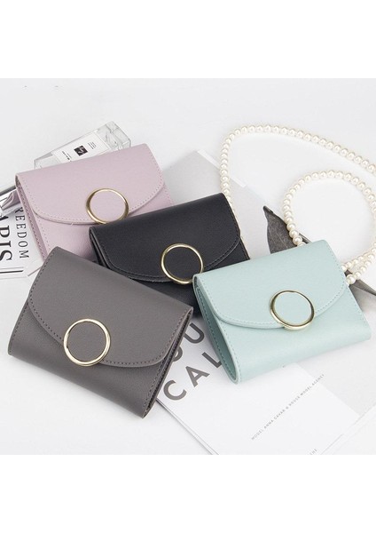 Toka Yüzde Küçük Cüzdan Japon-Kore Moda Yuvarlak Tokalı Cüzdan Kadın Cüzdan Kadın Cüzdan Erkek Cüzdan Cüzdan Erkek Çanta Bozuk Para Cüzdanı Anahtarlık Deri Cüzdan Küçük Cüzdan (Yurt Dışından)
