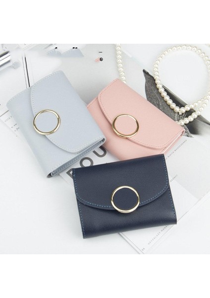 Toka Yüzde Küçük Cüzdan Japon-Kore Moda Yuvarlak Tokalı Cüzdan Kadın Cüzdan Kadın Cüzdan Erkek Cüzdan Cüzdan Erkek Çanta Bozuk Para Cüzdanı Anahtarlık Deri Cüzdan Küçük Cüzdan (Yurt Dışından)