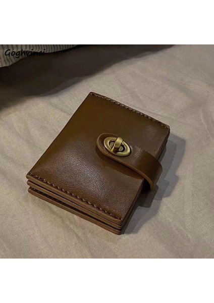 Cüzdan Kart Tutucu Katı Pu Retro Basit Mini Çanta Vintage Para Çantası Kadın Çok Fonksiyonlu Moda Yüksek Kaliteli Cüzdan Ulzzang (Yurt Dışından)