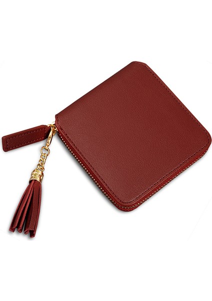 Püskül Küçük Cüzdan Bayan Bozuk Para Cüzdanı Kore Versiyonu Basit Kare Fermuarlı Cüzdan Yüksek Aşınma Direnci (Yurt Dışından) modelleri