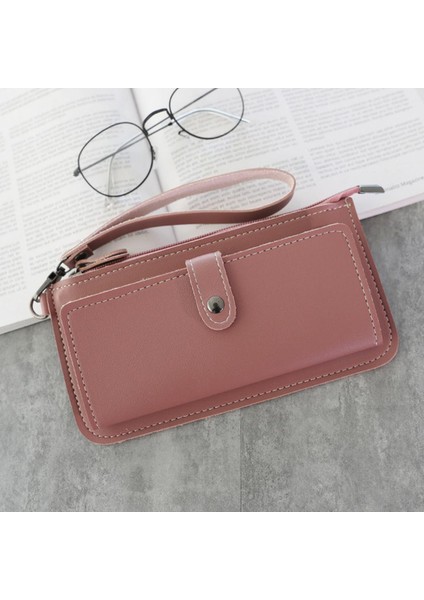 Çok Fonksiyonlu Moda Kadın Cüzdan 2021 Yeni Pu Deri Uzun Cüzdan Çoklu Kart Pozisyon Debriyaj Toka Fermuarlı Öğrenci Cüzdanı (Yurt Dışından)