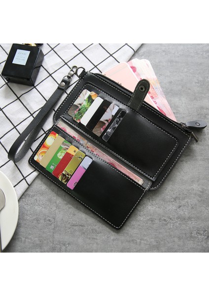 Çok Fonksiyonlu Moda Kadın Cüzdan 2021 Yeni Pu Deri Uzun Cüzdan Çoklu Kart Pozisyon Debriyaj Toka Fermuarlı Öğrenci Cüzdanı (Yurt Dışından) fırsatları