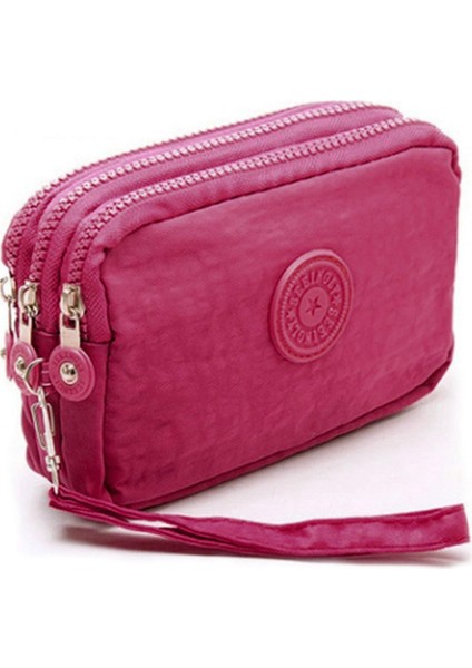 2021 Bozuk Para Cüzdanı Kadın Küçük Cüzdan Kısa Yıkayıcı Kırışık Kumaş Telefon Çanta Üç Fermuarlı Taşınabilir Makyaj Çantası Kadın Moda (Yurt Dışından)