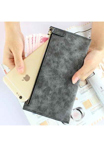 Yeni Bayan Uzun Cüzdan Kadın Moda Pu Deri Fermuar Debriyaj Cüzdan Bozuk Para Çantaları Cep Telefonu Çanta Bayan Kart Kımlık Sahipleri (Yurt Dışından)