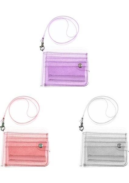 Taşınabilir Kadın Temizle Cüzdan Kordon Sevimli Glitter Bifold Çanta Kart Tutucu Kılıfı (Yurt Dışından) modelleri