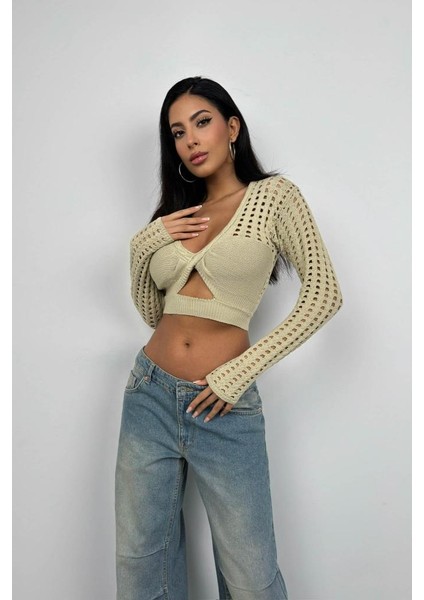 Ajurlu Crop Triko Bluz fiyatları