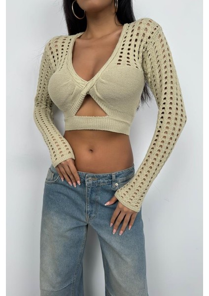 Ajurlu Crop Triko Bluz fırsatları