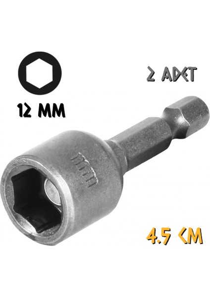 Tyson Manyetik Somun Sıkma Adaptörü - 12 Mm. - 4.5 Cm. - 2 Adet