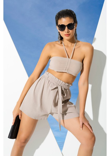 2'li Organik İpli Taş Bustiyer Şort Takım fiyatları