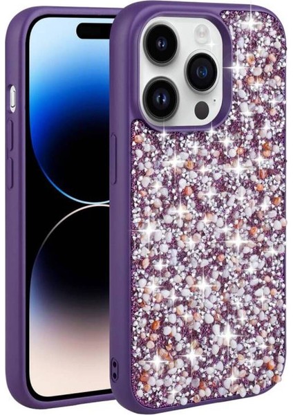 Apple iPhone 14 Pro Max Kılıf Diamond Taşlı Tasarım Linea Kapak