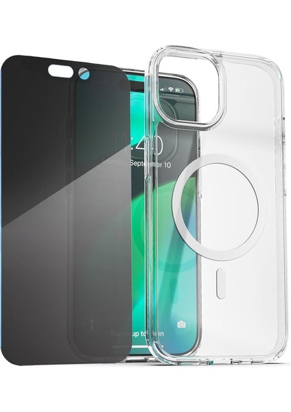 Apple iPhone 13 Pro Max Kılıf Magsafe Özellikli Kapak + Privacy Hayalet Ekran Koruyucu