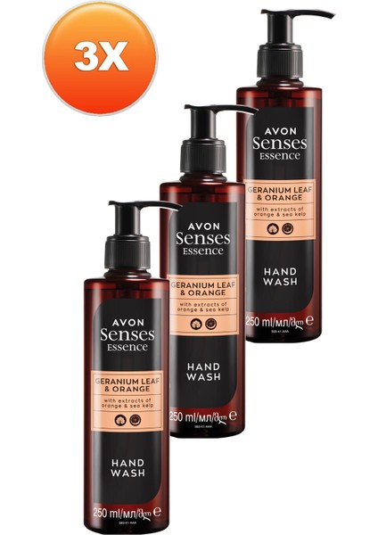 Senses Essence Sardunya Yaprağı ve Partakal Kokulu Sıvı El Sabunu 250 Ml. Üçlü Set