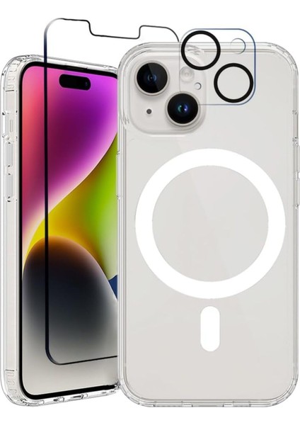 Apple iPhone15 Kılıf Magsafe Özellikli Kapak + Nano Ekran Koruyucu + Kamera Koruyucu