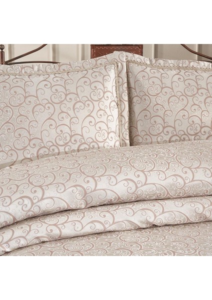 Elegante Lenora Krem-Vizon Çift Kişilik Çeyizlik Yatak Örtüsü fiyatları