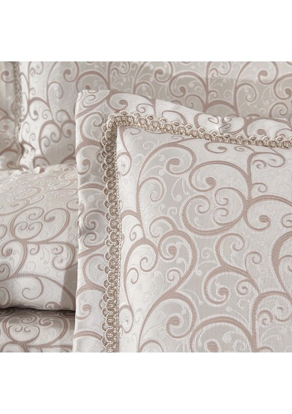 Elegante Lenora Krem-Vizon Çift Kişilik Çeyizlik Yatak Örtüsü modelleri