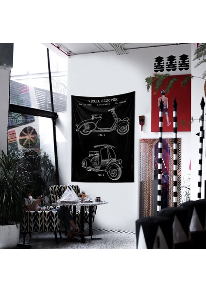 Vespa Chalkboard Duvar Örtüsü - 100 cm x 135 cm