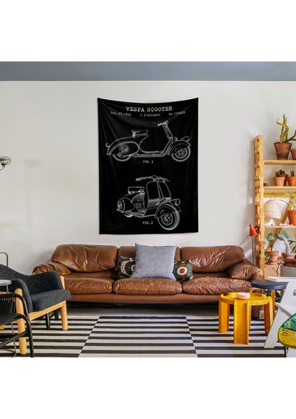 Vespa Chalkboard Duvar Örtüsü - 100 cm x 135 cm