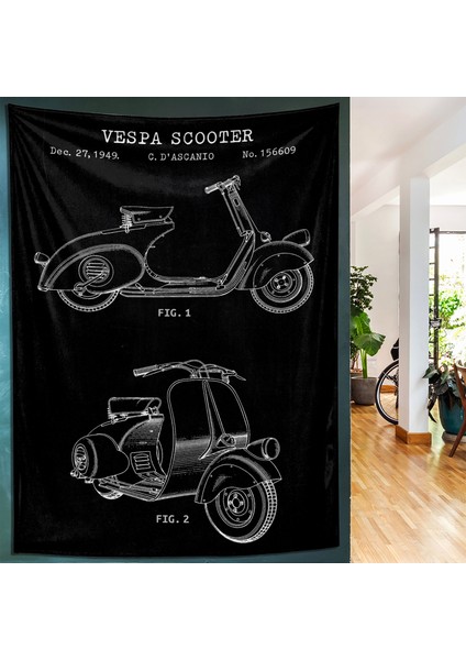 Vespa Chalkboard Duvar Örtüsü - 100 cm x 135 cm