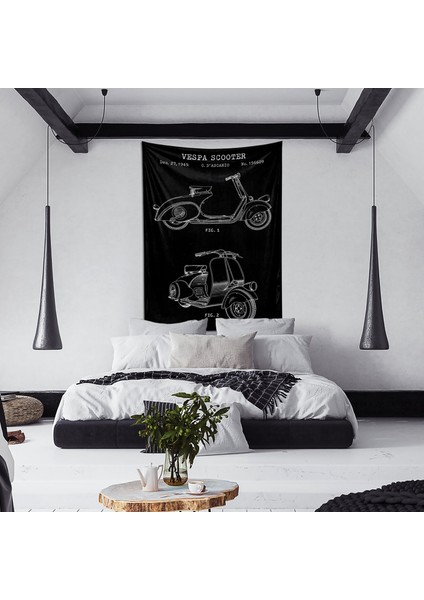 Vespa Chalkboard Duvar Örtüsü - 100 cm x 135 cm