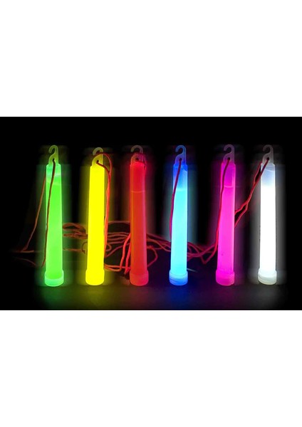 Karanlıkta Yanan Asılabilir Ip Aparatlı Glow Stick Kolye Glow Stick Lamba 6 Adet 6 Renk 15 cm