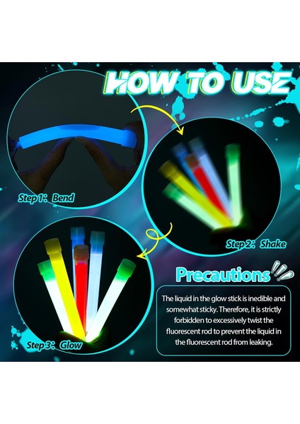 Karanlıkta Yanan Asılabilir Ip Aparatlı Glow Stick Kolye Glow Stick Lamba 6 Adet 6 Renk 15 cm