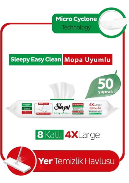 Easy Clean Beyaz Sabun Katkılı Mopa Uyumlu Yer Temizlik Havlusu 50 Yaprak