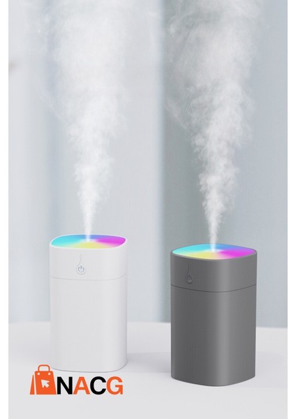Beyaz H2O Humidifier 400 ml Ulrasonik Hava Nemlendirici Buhar Makinesi ve Aroma Difüzörü. 2 Yıl