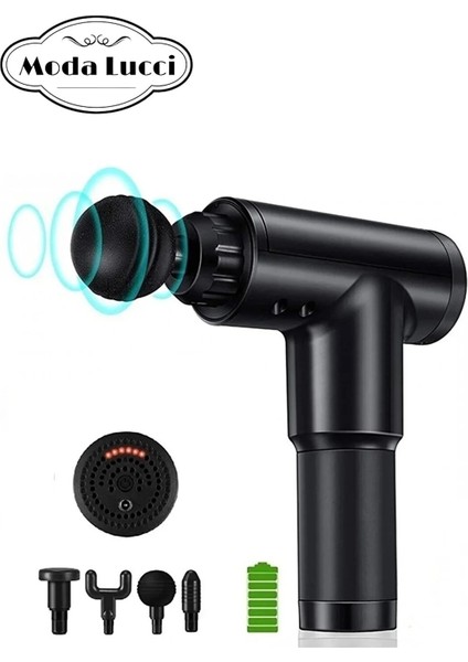 Darbeli Titreşimli Şarjlı Masaj Tabancası Masaj Aleti Kas Rahatlatıcı Çok Amaçlı Egzersiz Aleti