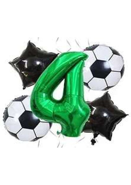 Yeşil Rakam Futbol Temalı Balon Seti Yaş 4